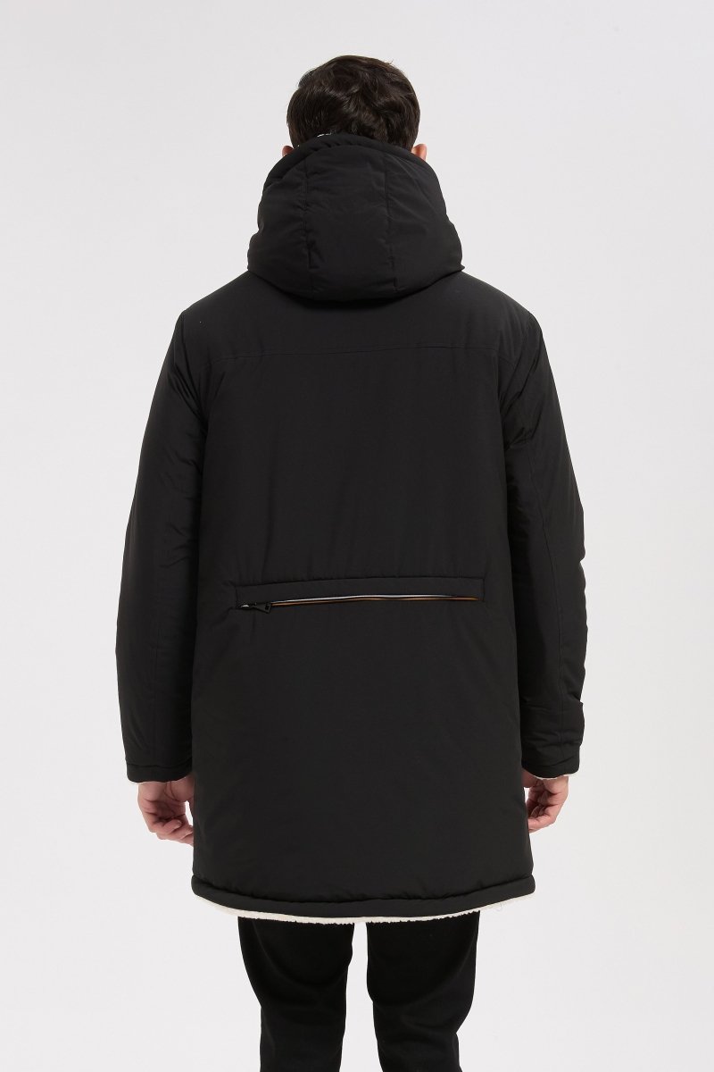 Parka réversible noire homme à capuche effet mouton RAYMOND