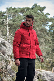 Parka rouge homme à capuche GILBERT