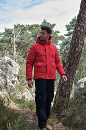 Parka rouge homme à capuche GILBERT