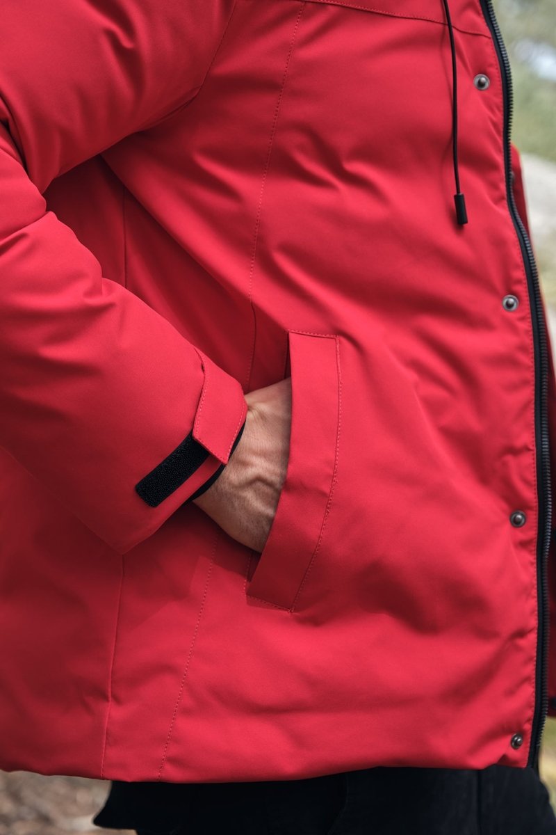 Parka rouge homme à capuche GILBERT