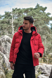 Parka rouge homme à capuche GILBERT