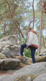 Doudoune polaire écrue et camel homme à capuche DUFFY