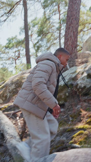 Doudoune beige homme à capuche LUC