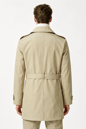 Trench-coat beige homme long et ceinturé NEWMAN