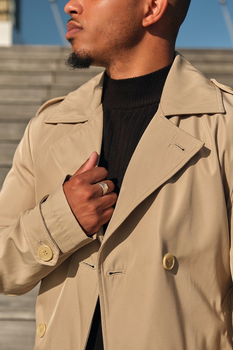 Trench-coat beige homme long et ceinturé NEWMAN