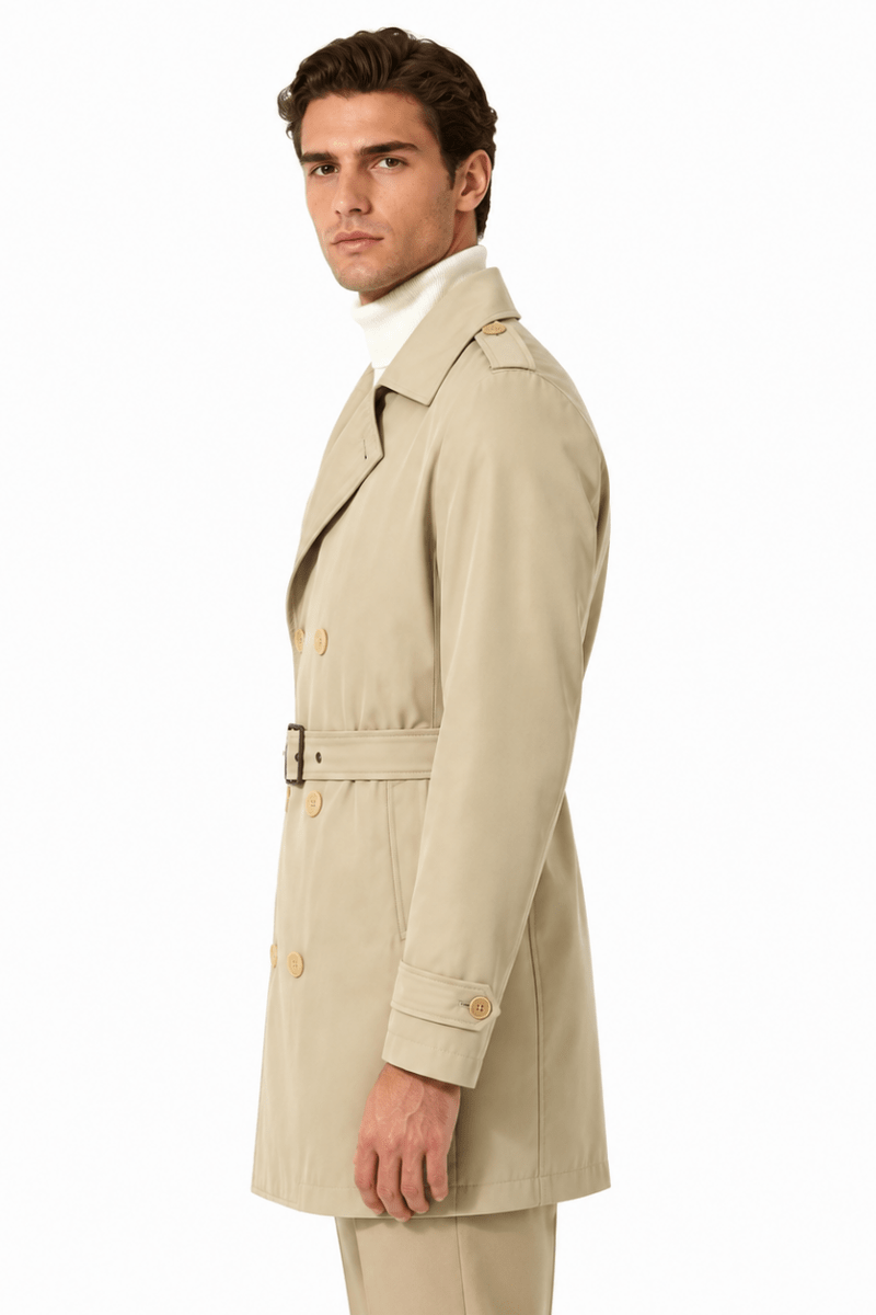 Trench-coat beige homme long et ceinturé NEWMAN