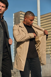 Trench-coat beige homme long et ceinturé NEWMAN
