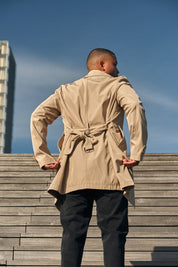 Trench-coat beige homme long et ceinturé NEWMAN