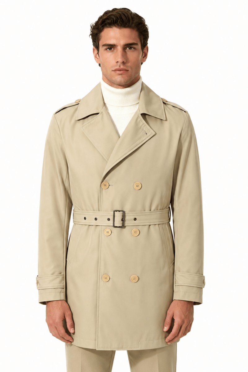 Trench-coat beige homme long et ceinturé NEWMAN