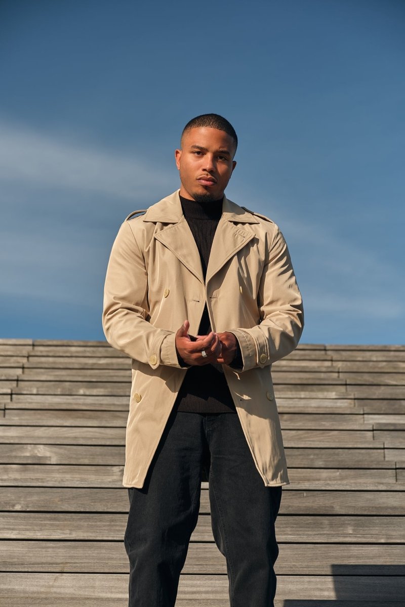Trench-coat beige homme long et ceinturé NEWMAN