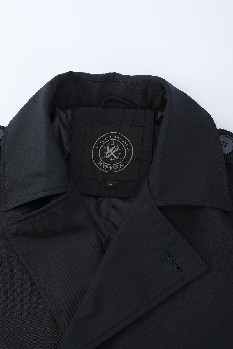 Trench-coat bleu foncé homme long et ceinturé NEWMAN