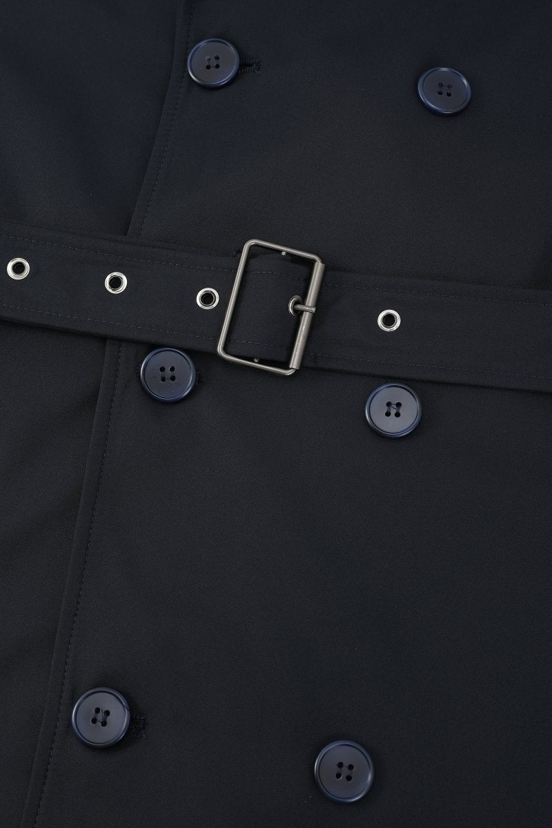 Trench-coat bleu foncé homme long et ceinturé NEWMAN