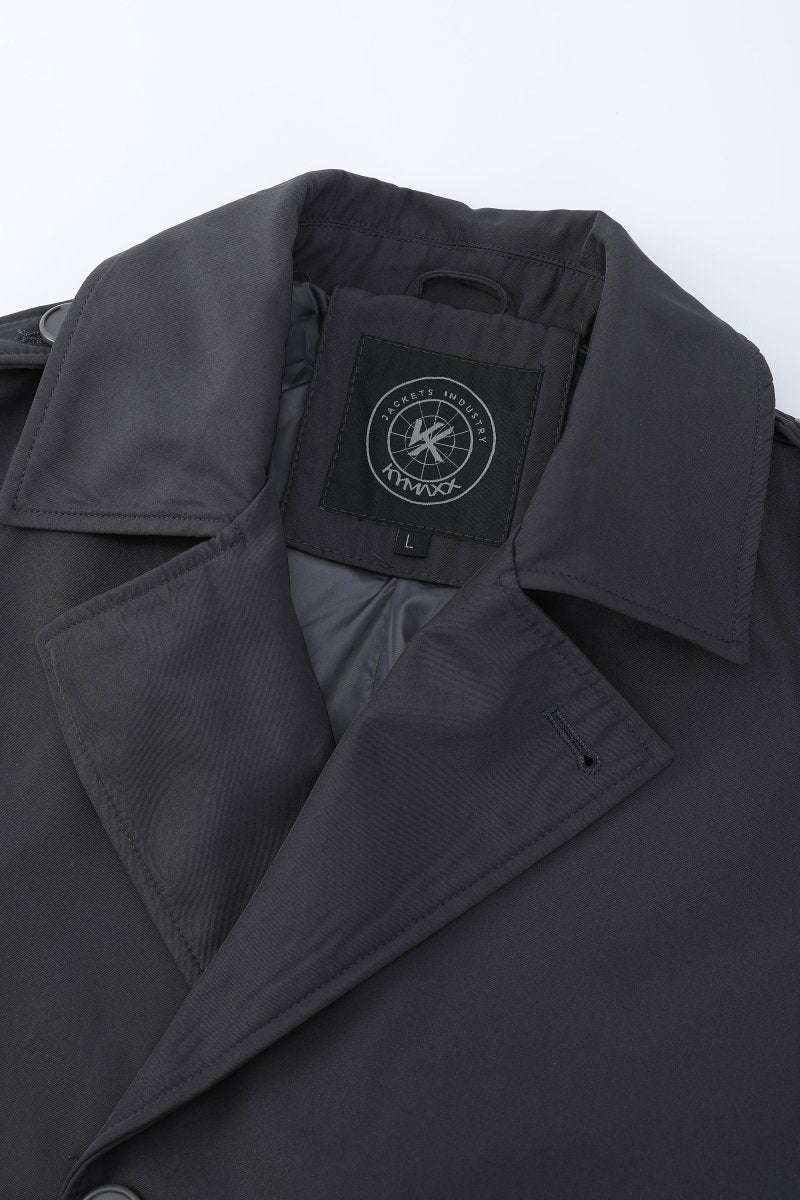 Trench-coat gris foncé homme long et ceinturé NEWMAN