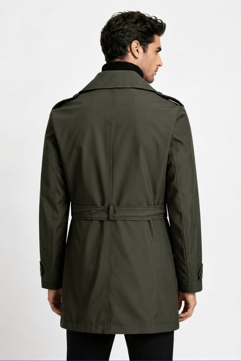 Trench-coat kaki homme long et ceinturé NEWMAN