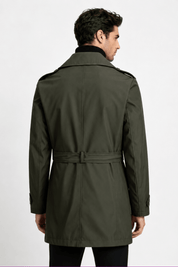 Trench-coat kaki homme long et ceinturé NEWMAN