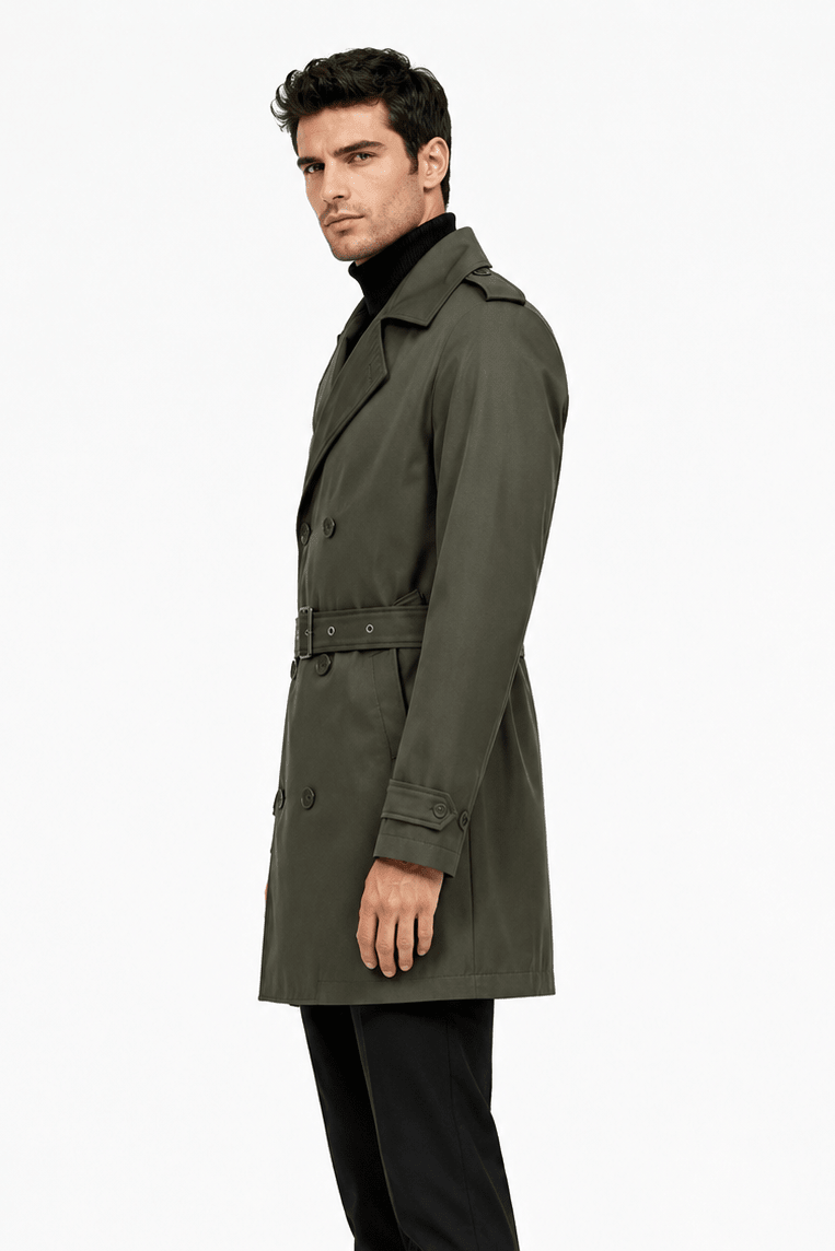 Trench-coat kaki homme long et ceinturé NEWMAN