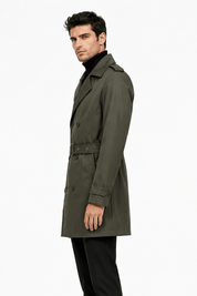 Trench-coat kaki homme long et ceinturé NEWMAN