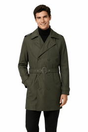 Trench-coat kaki homme long et ceinturé NEWMAN
