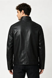 Veste biker noire homme aspect cuir ZACHARIE