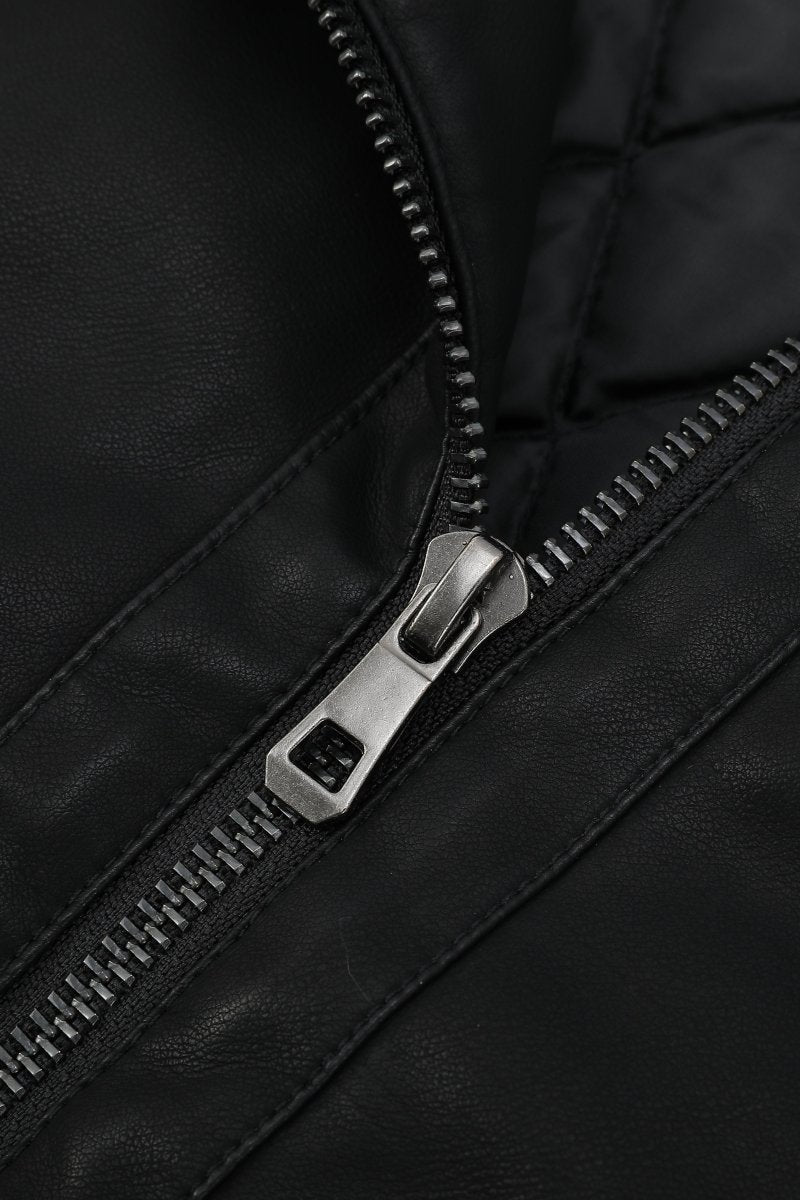 Veste biker noire homme aspect cuir ZACHARIE