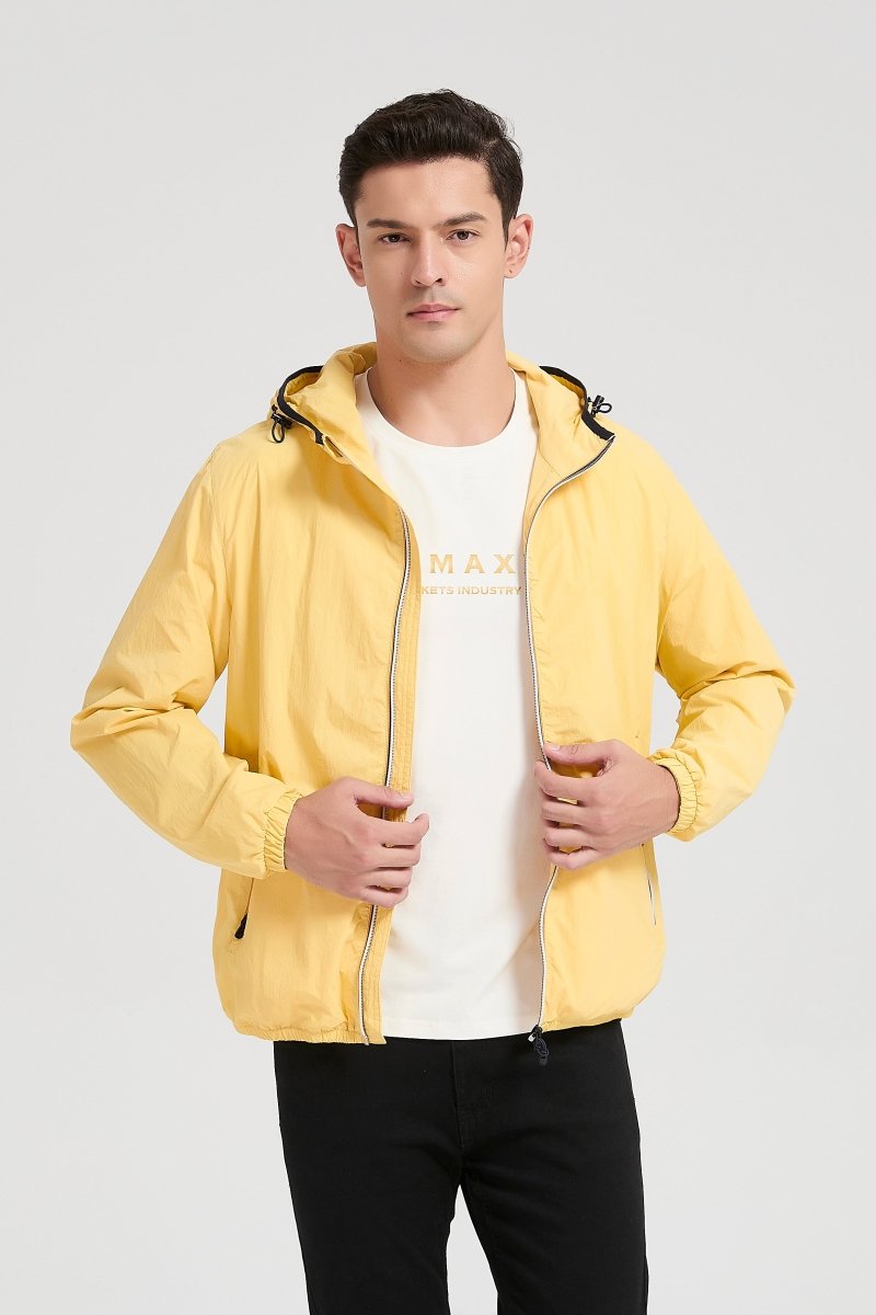 Veste coupe - vent homme à capuche Jaune HUBERT