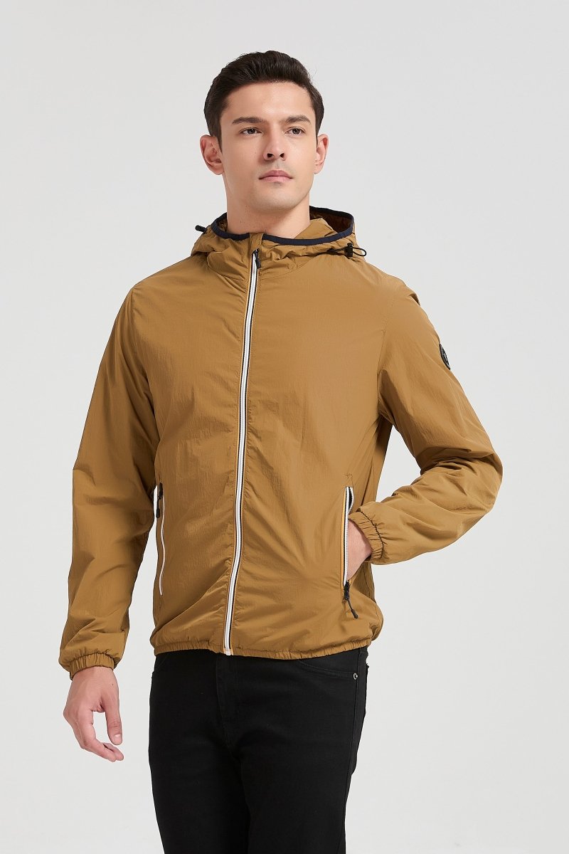 Veste coupe - vent homme à capuche Kaki HUBERT