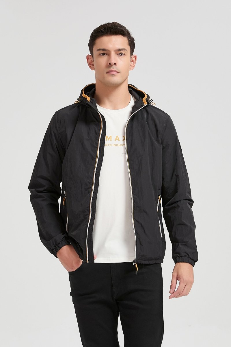Veste coupe - vent homme à capuche Noir HUBERT