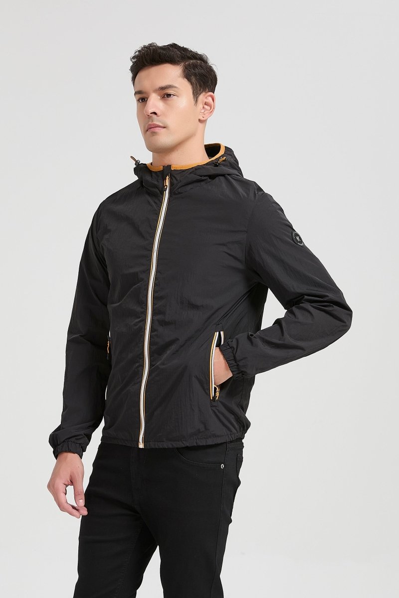 Veste coupe - vent homme à capuche Noir HUBERT