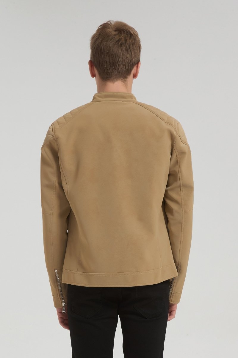 Veste homme beige style biker urbain en suédine GLAD