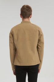 Veste homme beige style biker urbain en suédine GLAD