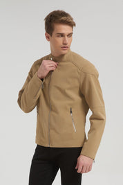 Veste homme beige style biker urbain en suédine GLAD