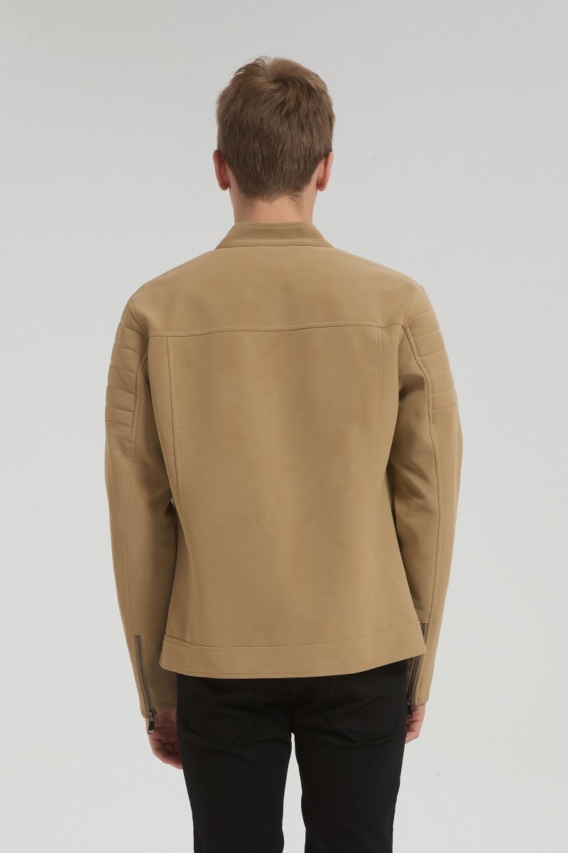 Veste homme beige style biker urbain en suédine GORAN