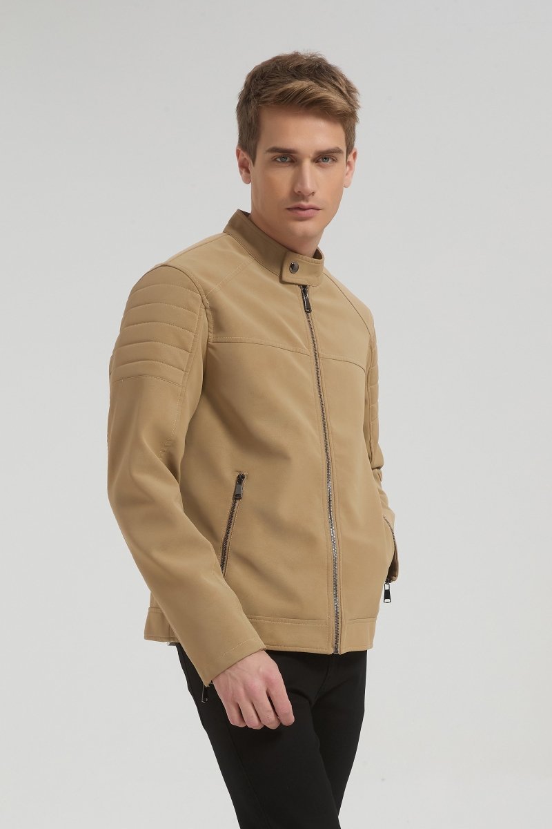 Veste homme beige style biker urbain en suédine GORAN