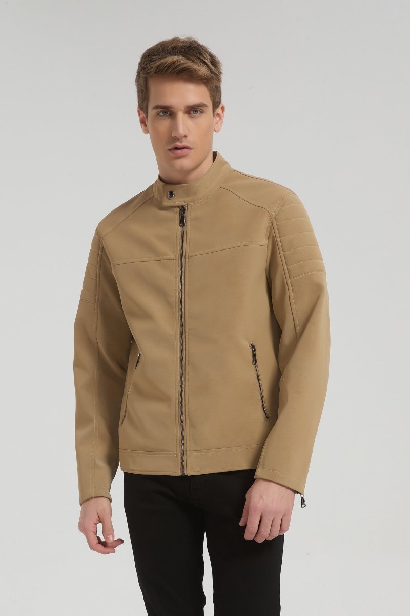 Veste homme beige style biker urbain en suédine GORAN