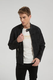 Veste homme Gris Fonce style biker urbain en suédine GLAD
