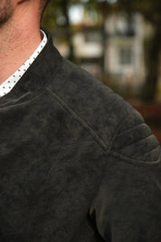 Veste homme Gris Fonce style biker urbain en suédine GLAD