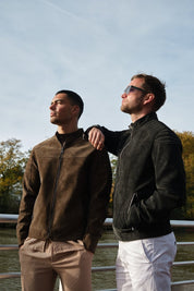 Veste homme Gris Fonce style biker urbain en suédine GLAD