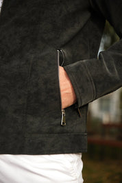 Veste homme Gris Fonce style biker urbain en suédine GLAD