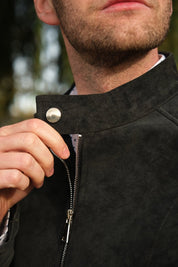 Veste homme Gris Fonce style biker urbain en suédine GLAD