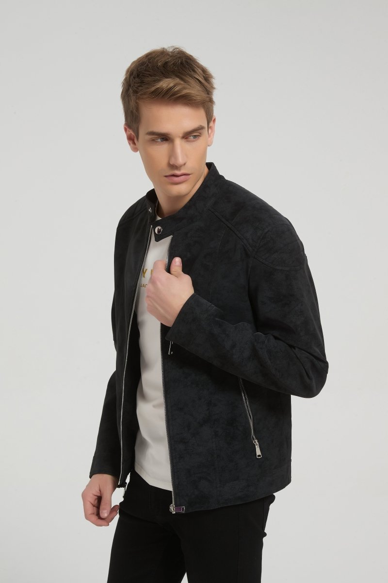 Veste homme Gris Fonce style biker urbain en suédine GLAD