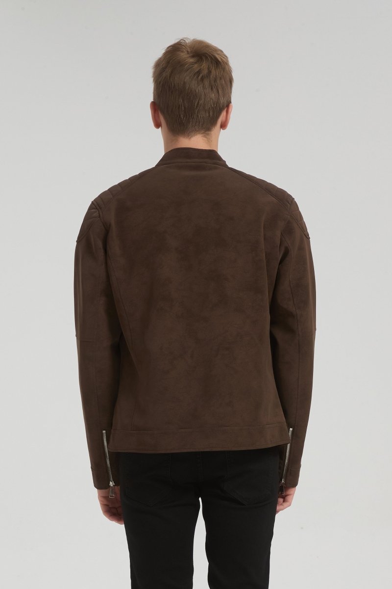 Veste homme Marron style biker urbain en suédine GLAD