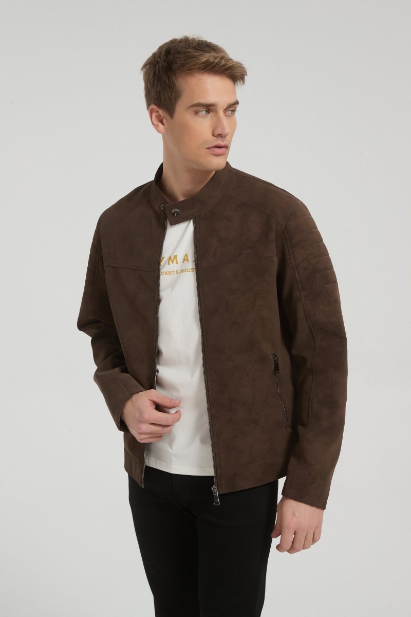 Veste homme marron style biker urbain en suédine GORAN