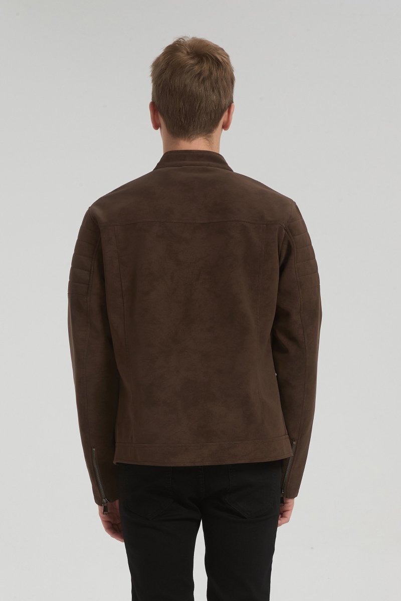 Veste homme marron style biker urbain en suédine GORAN