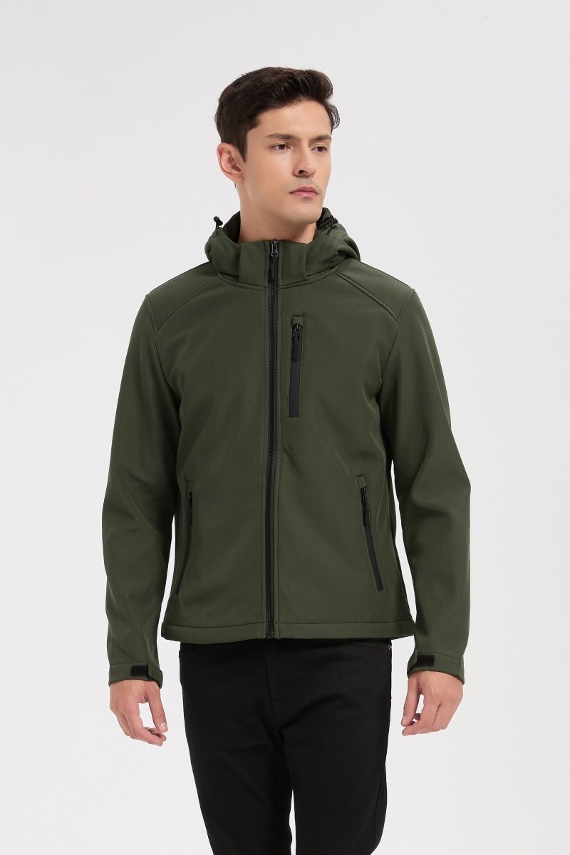 Veste softshell kaki homme à capuche ÉTIENNE