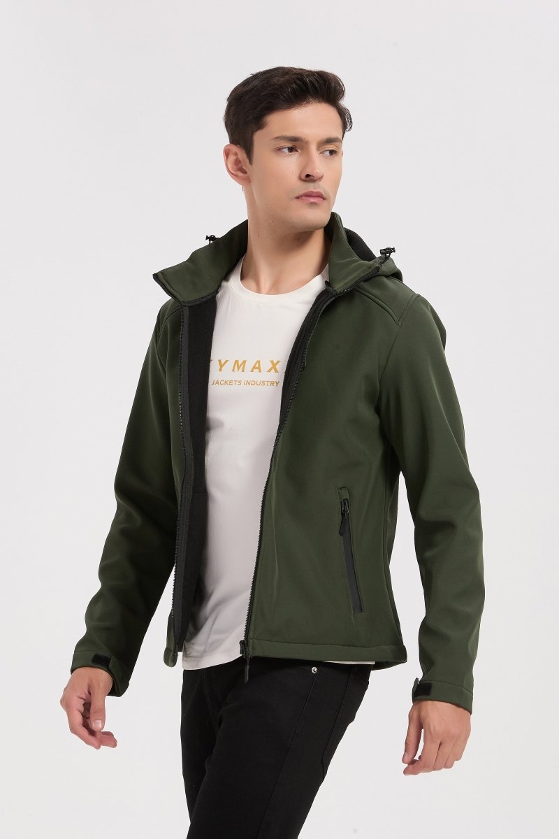 Veste softshell kaki homme à capuche ÉTIENNE