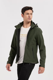Veste softshell kaki homme à capuche ÉTIENNE