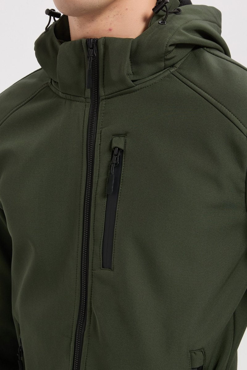 Veste softshell kaki homme à capuche ÉTIENNE