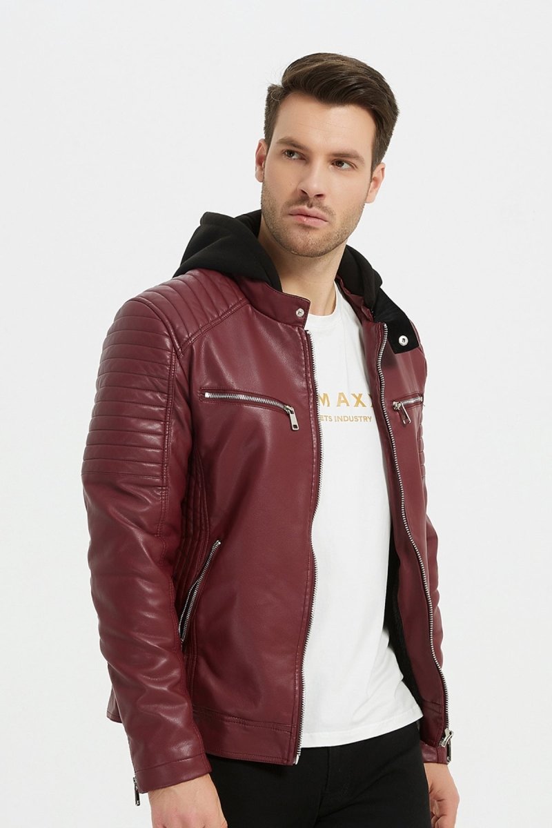 Blouson Cuir Marron Veste Semi Cuir Homme Veste Biker Homme Elrel