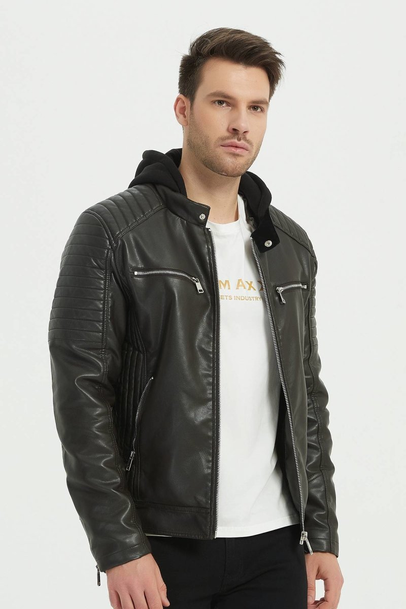 Veste Similicuir Veste Faux Cuir Homme Leather Jacket Veste Noir