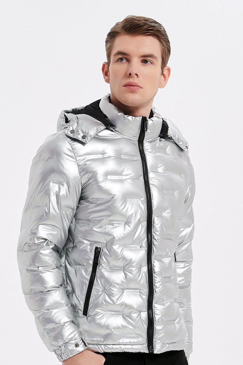 Doudoune d'hiver brillante avec col montant pour homme Kymaxx